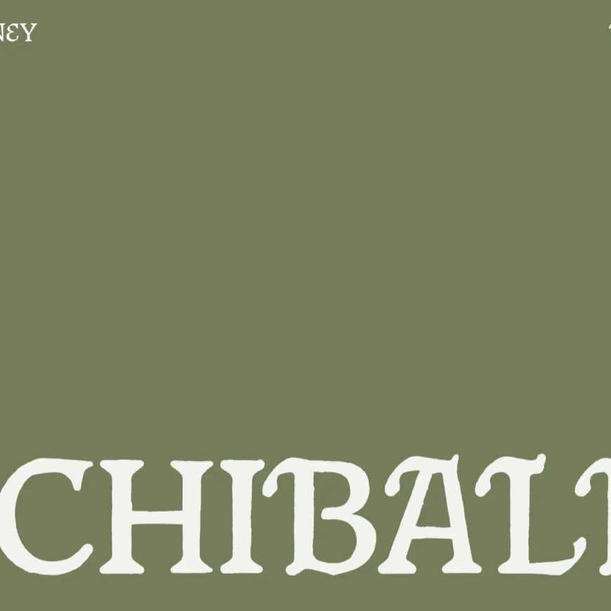 Minimal sage-green graphic featuring oversized “ARCHIBALD’S” lettering with “English Chutney” and “Made in Seoul” in the corners