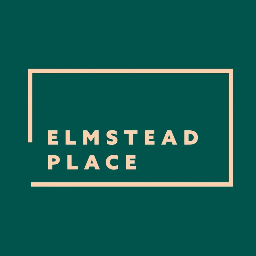 Elmstead place logo on dark green background