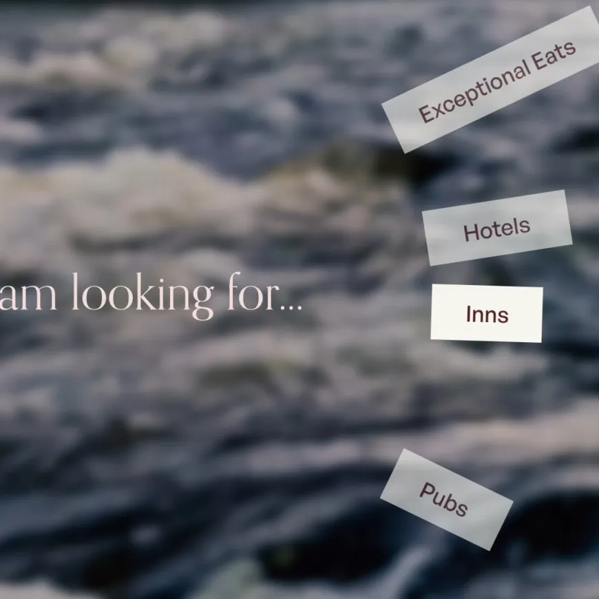 'I am looking for...' written over an image of water with category boxes.