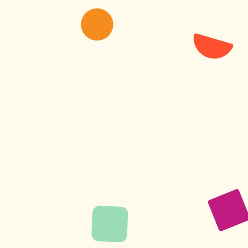 Abstract colourful shapes on cream background