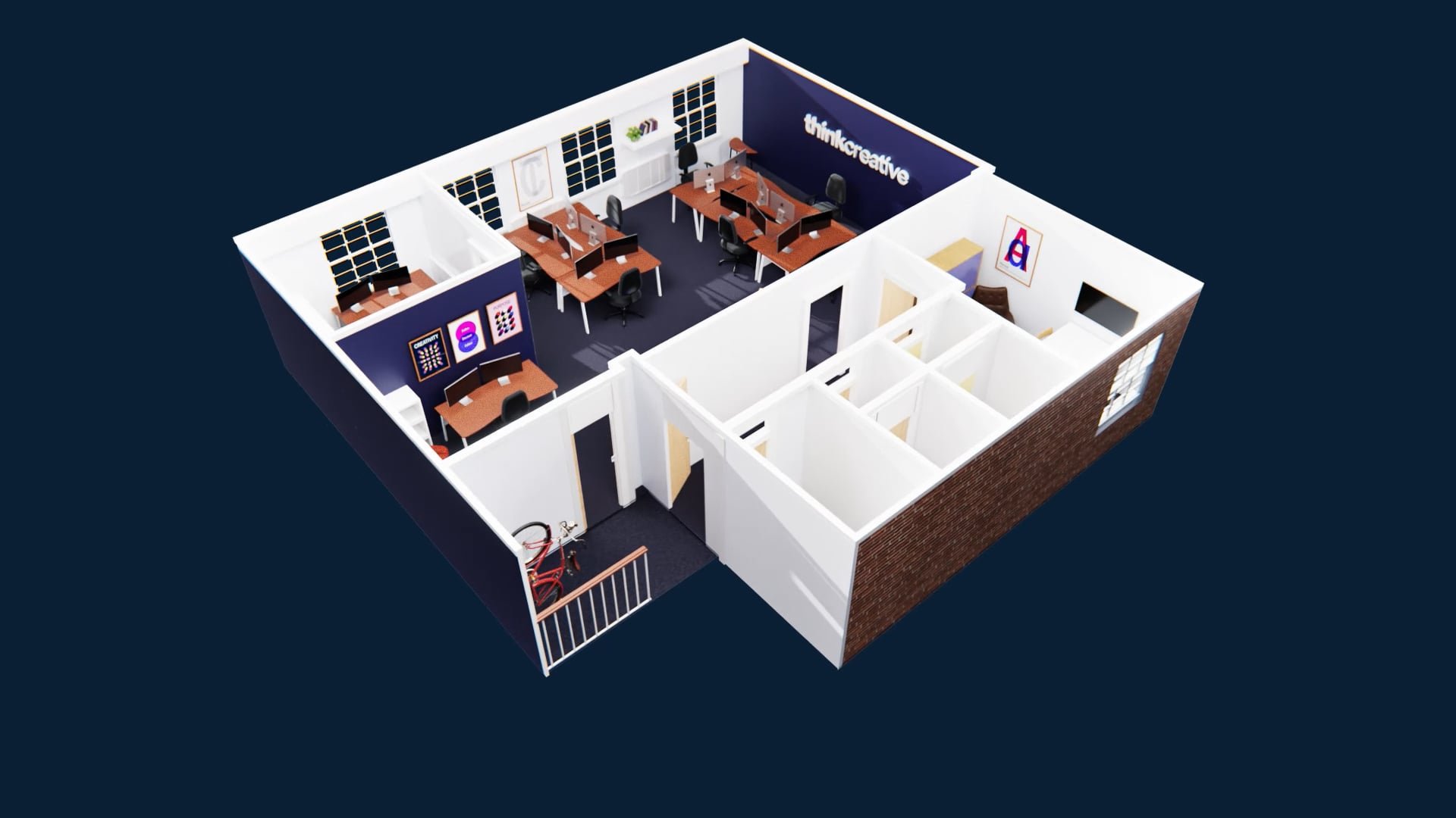 Render of the Think Creative office layout.