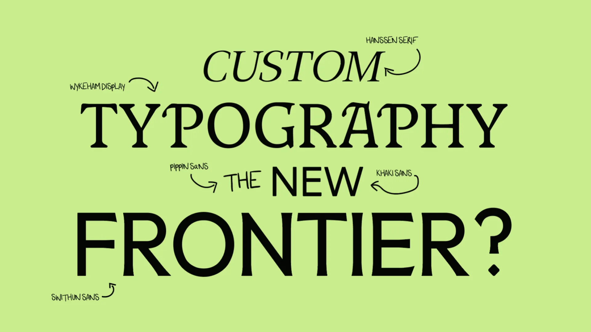 Custom typography on a green background