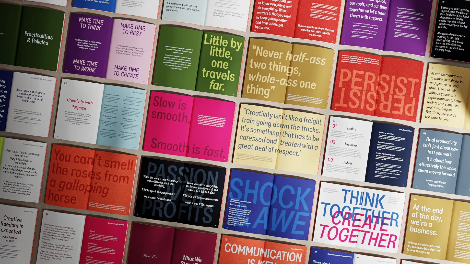 A flat lay of flyers all featuring a specific font